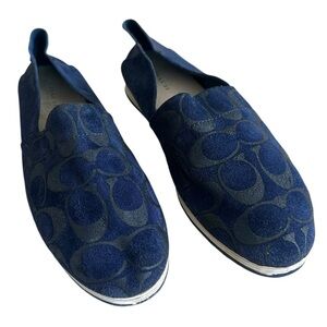 COACH MARVIS BLUE LOGO FLATS SUEDE SHOES SIZE 7.5